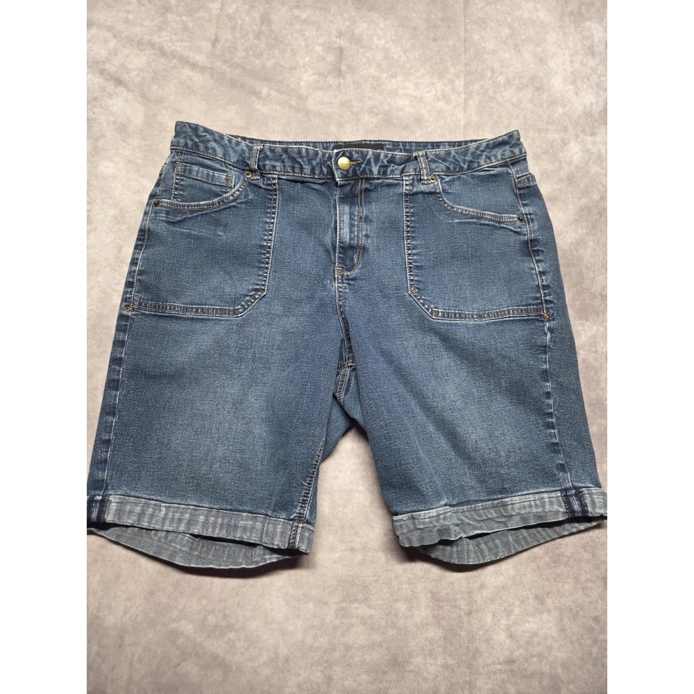 Vtg Venezia Cargo Shorts Womens 20 Blue Denim Utility Cuffed Beach Gorpcore Y2K